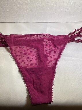 PINK Victoria's Secret Magenta Star Lace Thong